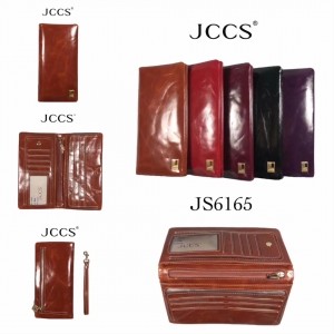Sieviešu ādas maku JCCS, sarkanā un bordo