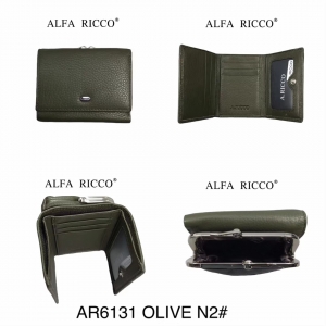 Women's leather purse ALFA RICCO,  OLIVE