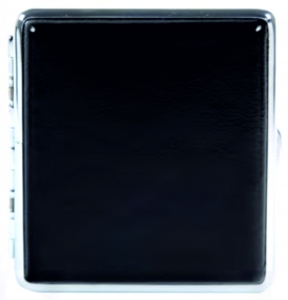 Cigarette case, black leather