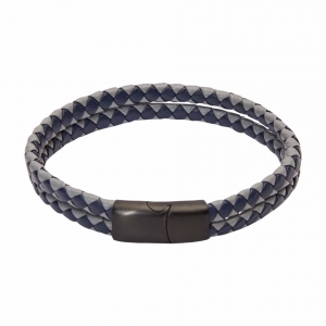 Браслет «VIRO» из кожи, двойной синий.