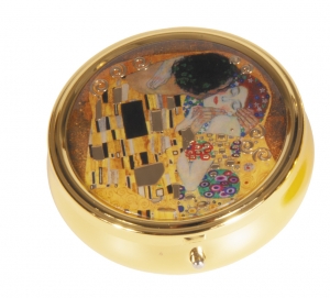 Tablešu kārba, apaļa, Klimts, Skūpsts