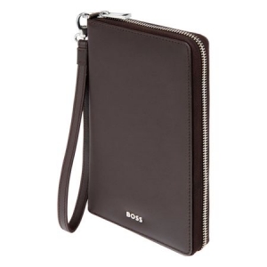 HUGO BOSS - Дорожный кошелек, классический гладкий, коричневый